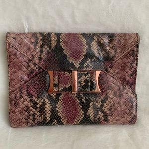 Ted Baker pink snakeskin clutch